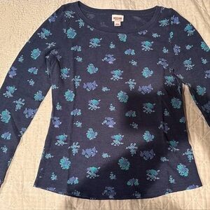 Mossimo Supply Co. Dark Blue Top with Teal Floral